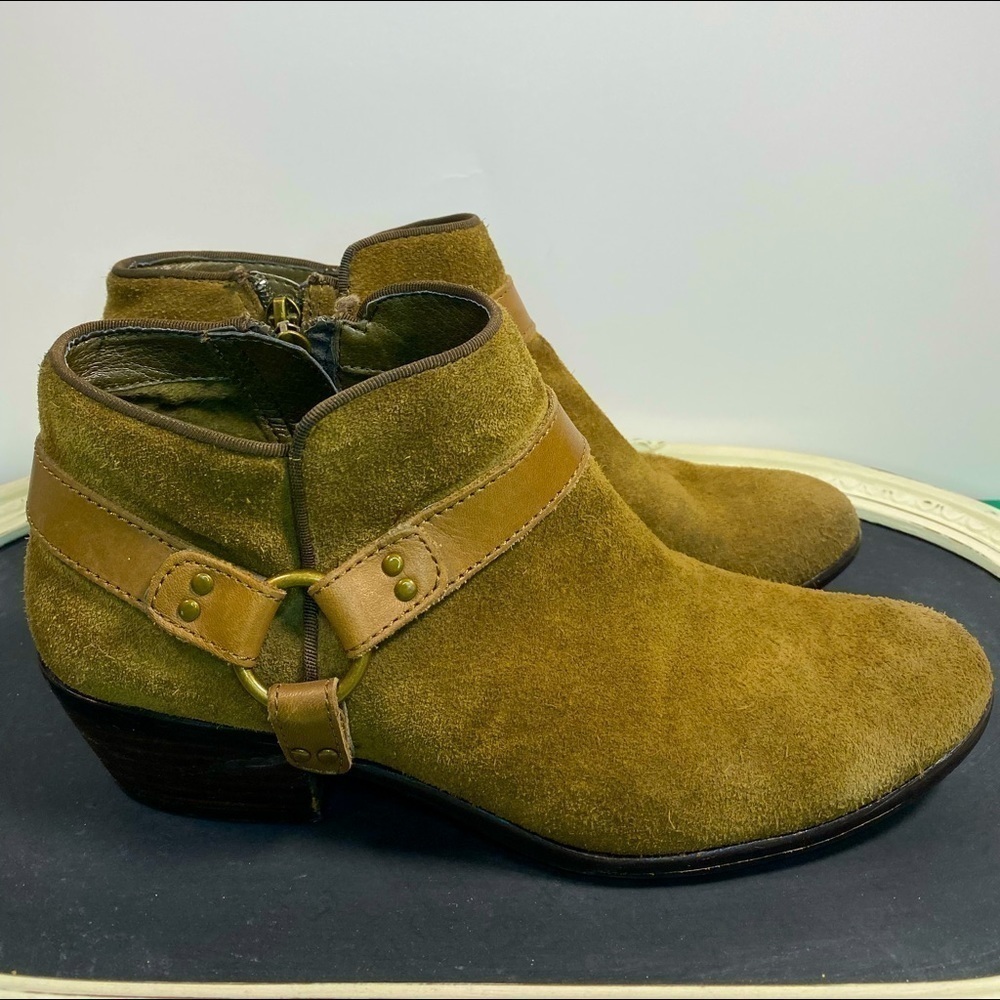 🌿Sam Edelman ankle boots womans in green brown olive color Sz 7.5 M